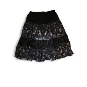 Cosmic Aura Celestial Moon Skull Lace Tiered Midi Skirt XXL Whimsigoth